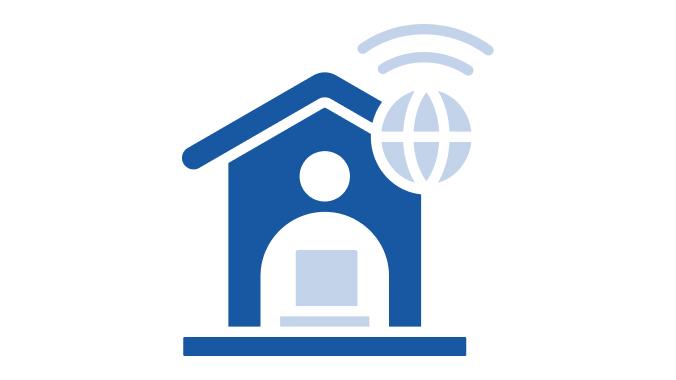 Illustration of a person working remotely from home with internet connectivity
